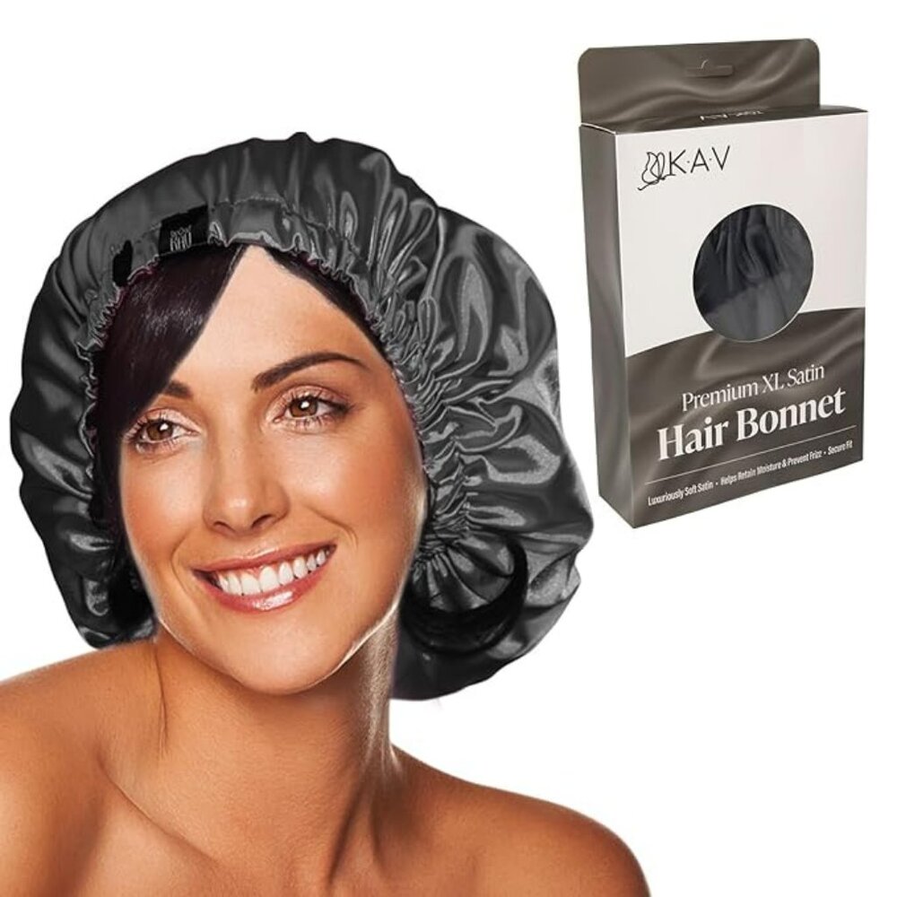 KAV Satin hair Bonnet for all Hair Types (Satin) Bonnets for women - Black